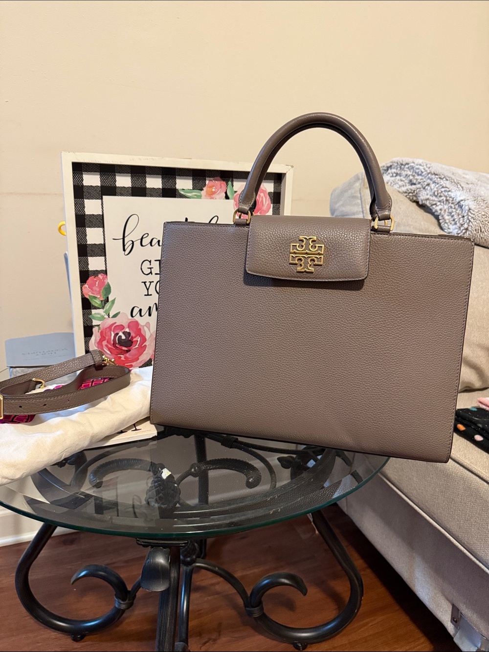 Tory Burch Grey Large Britten Tote
